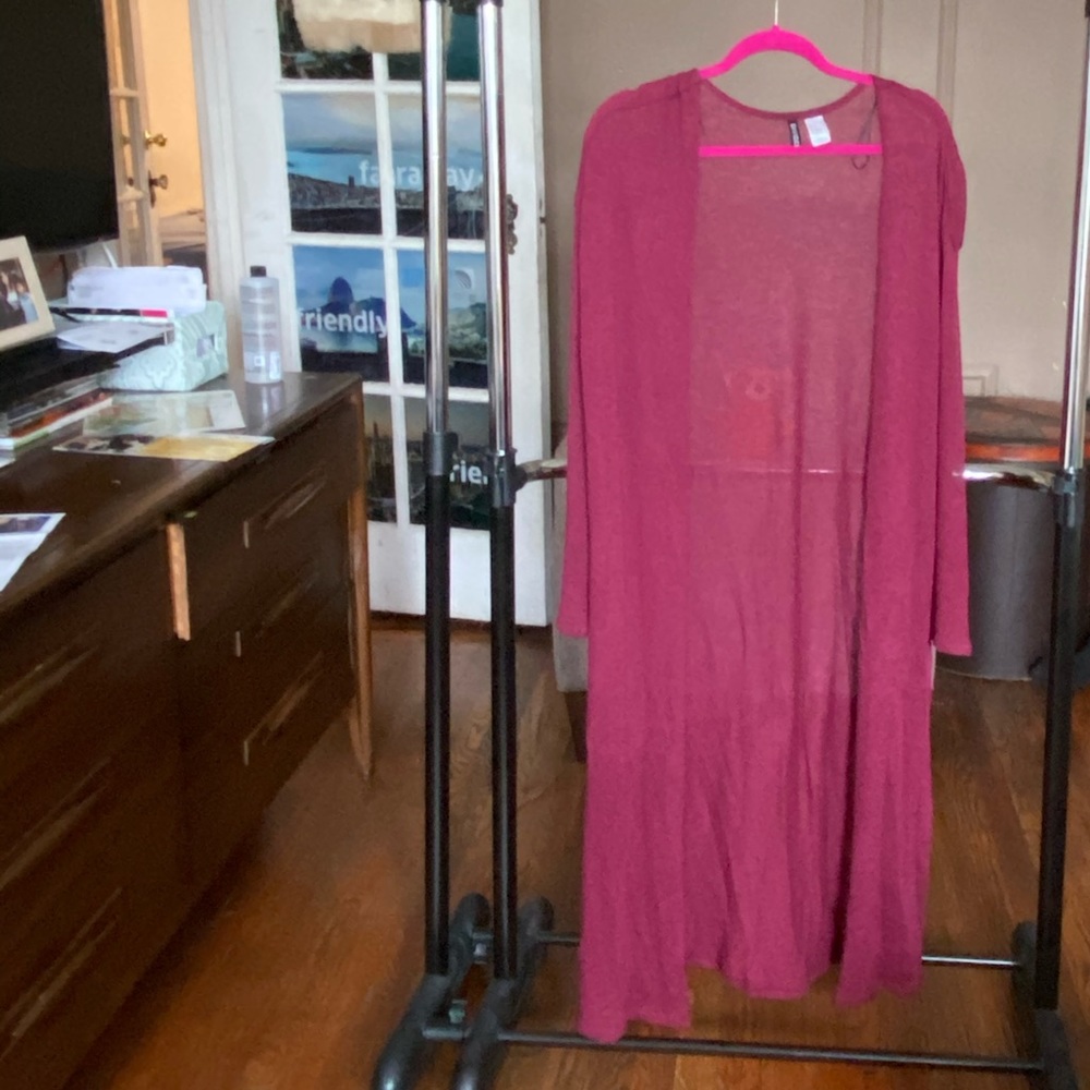 Maroon floor length cardigan